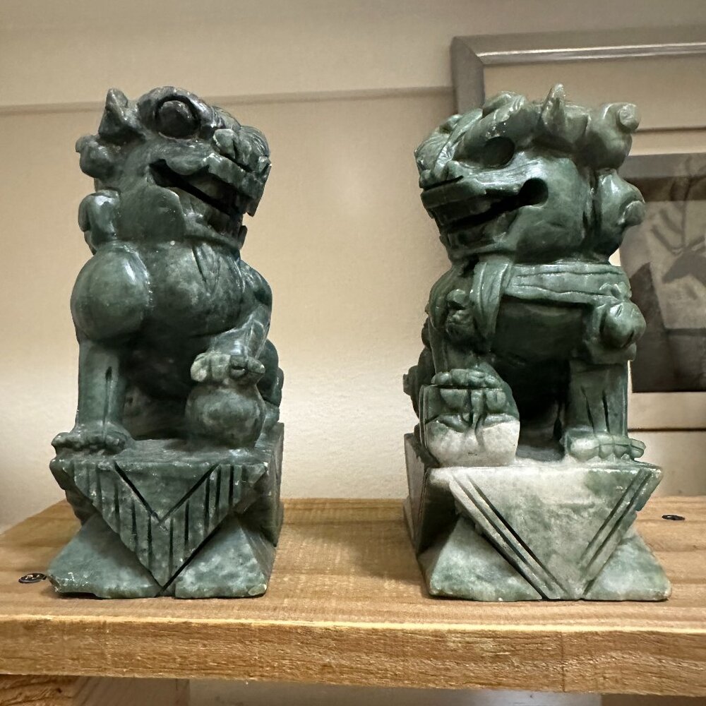 SOLD Stone Foo dog book ends